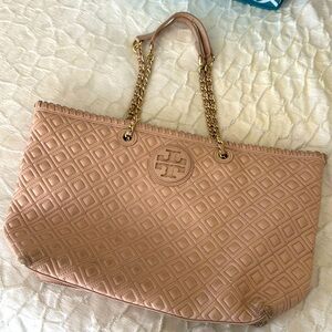Tory Burch Marion Quilted Leather Tote Bag blush Pink